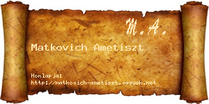 Matkovich Ametiszt névjegykártya